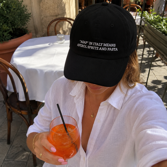 "ASAP" In Italy Means Aperol Spritz And Pasta Embroidered Cap